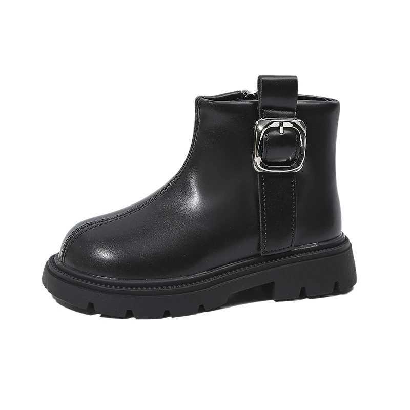 Childrens fashion boots with metal decorations boys and girls short boots with side zippers new childrens ankle boots for autumn non slip M241102