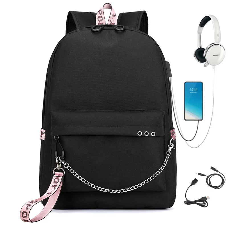 2025 new Girls USB Leisure Oxford Backpack Student School Bag