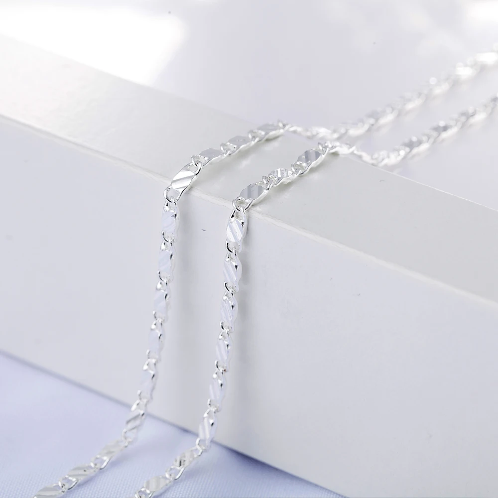 New Sterling Sier Special 2MM Flat Clavicle Chains Necklaces for Men Women Wedding Jewelry Christmas Gifts 40-75cm Free door-to-door delivery service 