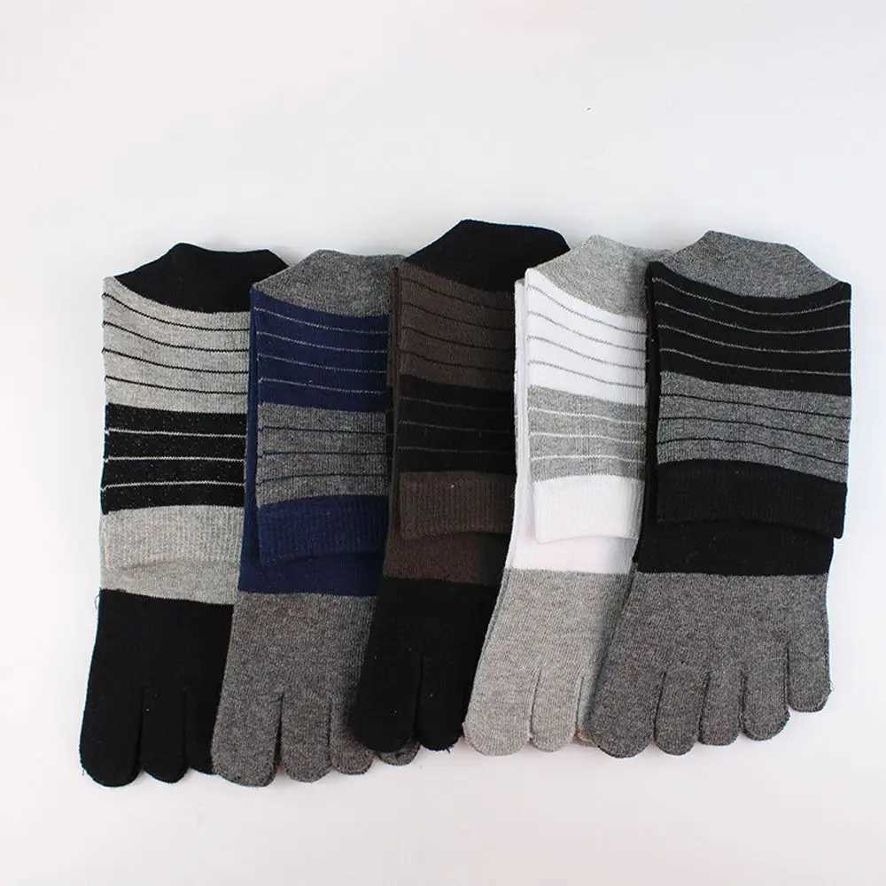 Fashion Deodorant Comfortable Simple Middle Tube Casual With Toes Stripe Hosiery Five Finger Man LX241102
