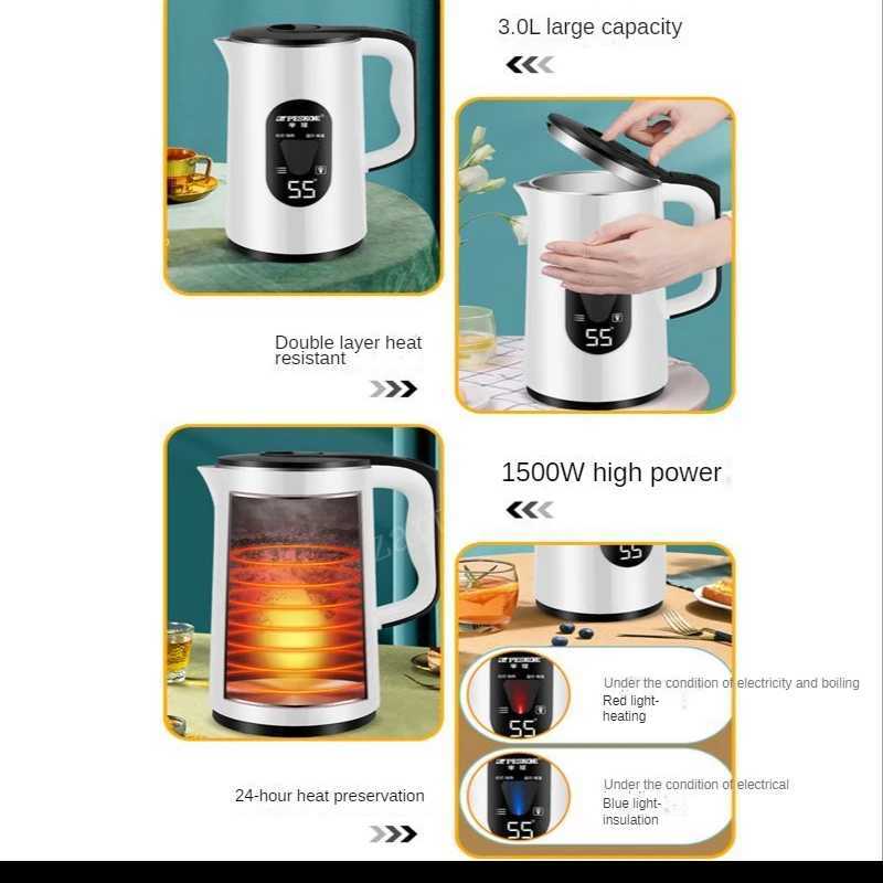 3L Constant temperature electric kettle LED display intelligent heating kettle portable kettle Y241102