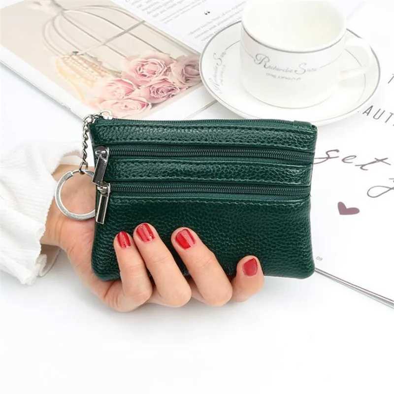 2 Zip Women Genuine Leather Coin Purse Female Wallets Women Zipper Coin Purses Card Holder Children Storage Pocket Bags PouchXJ241111