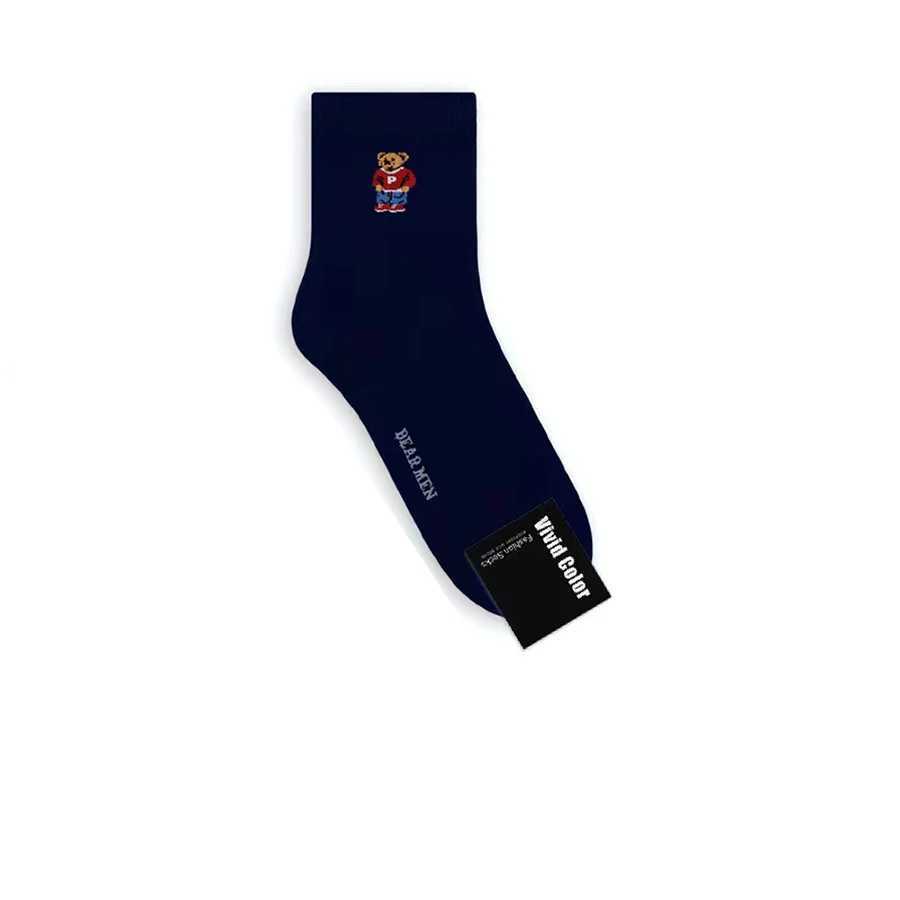 1 pair of cartoon gentleman bear mens socks pure cotton Harajuku skateboard socks novel breathable socks Christmas gift factory direct X250319