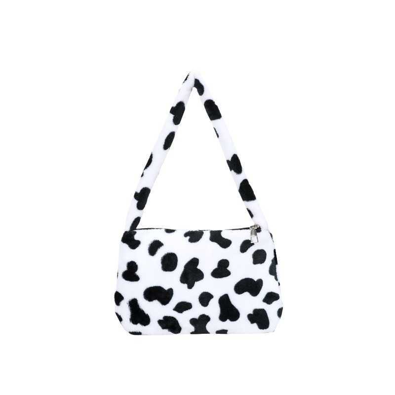 CMM Underarm Shoulder Bag New Fashion Handheld Shoulder Bag Western and Spicy Girl Cow Pattern Womens Bag Plush Bag