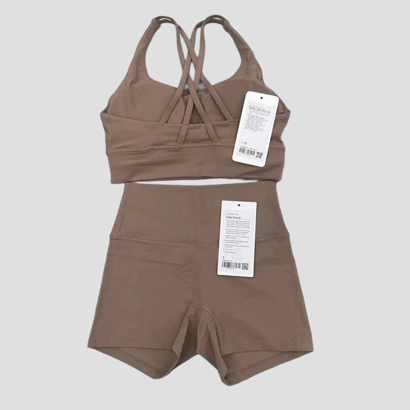 Women Two Pieces Yoga Set Backcross Sport Bra Fiess Tank Top High Waisted Workout Tights Biker Gym Shorts Tracksuits Activewear