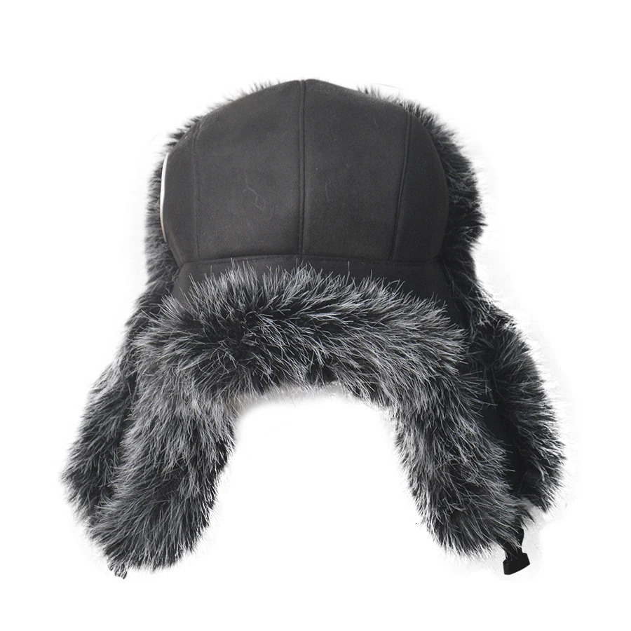 Unisex mens Russian womens hunting hat bomber warm cavalry earmuffs winter skiing hat solid fluffy faux fur hat headwear hat 241031