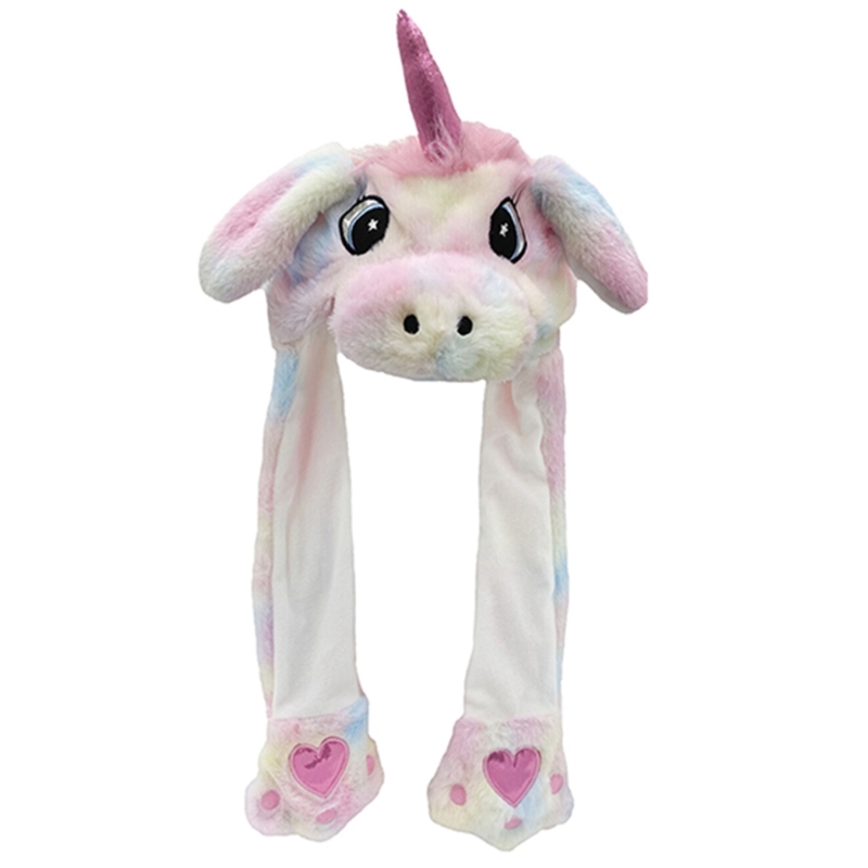 Plush Beanie Hat 2025 Soft Warm Caps with Ear Flaps Winter Party Crazy Hats new Cute Animal Moving Ears Costume Accessory Dropship