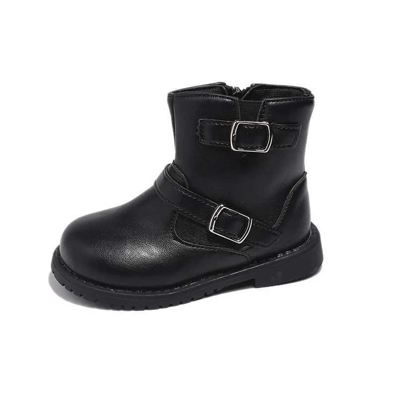 Childrens casual leather boots autumn winter soil color bimetallic zipper Versatle Boots girls short boots M241102