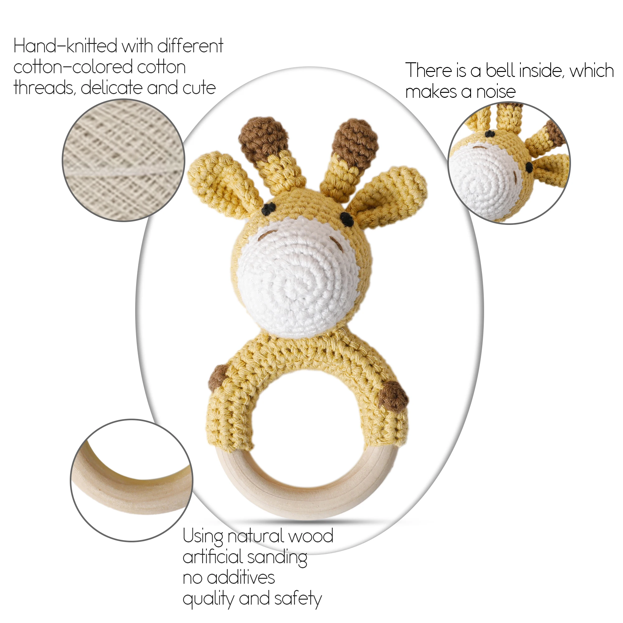 1pc Baby Teether Silicone Bracelet new BPA Free Cute Animal Silicone Elephant Giraffe Ring Wooden Babies 2025 Gym Montessori