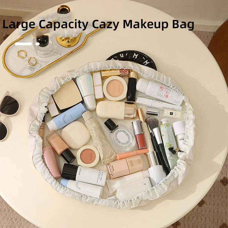 Lazy waterproof handheld makeup bag large capacity with magnetic buckle travel toilet storage bag 241031