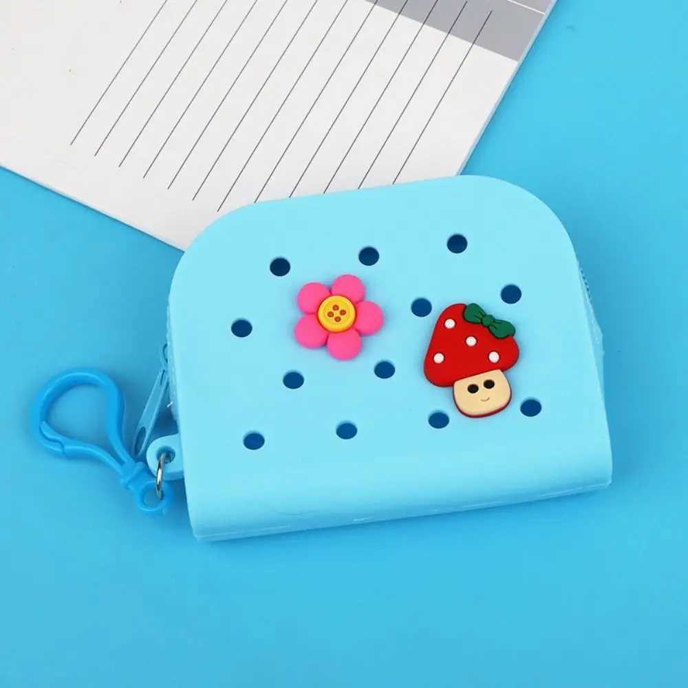 Durable Holes Coin Purse Mini Bags EVA Waterproof Cute Storage Baskets Fi Kid Outdoor Picnic Small Solid Color Jelly BagXJ241111