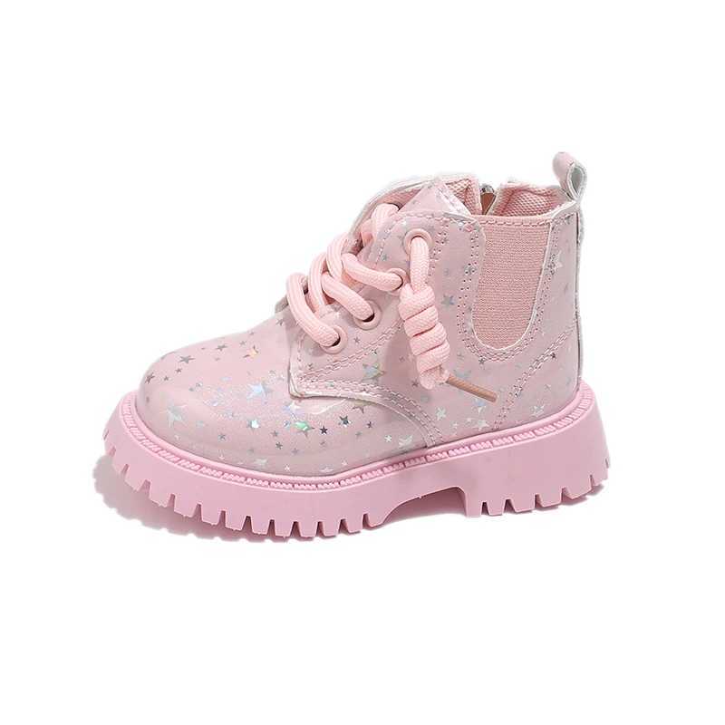 New Childrens Girls Leather Boots Spring Autumn Princess Short Boots Fashion Gloss PU Childrens Thick Bottom Leather Boots M241102