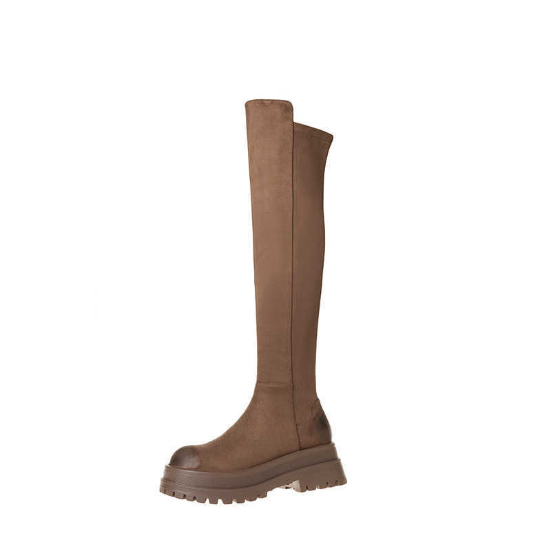 CMM Knight Boots Womens Western Cowboy High Boots Thick Fleece Sole Elastic and Slim Over the Knee Boots Fleece Long Boots Autumn and Winter