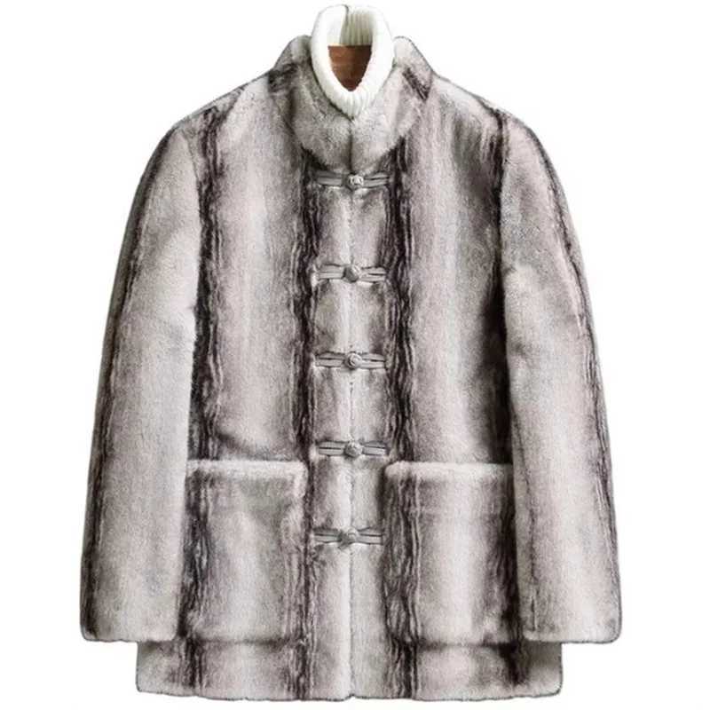 Autumn Winter Luxury Brand Faux Fur Coat Men Button Thick Warm Fur Coat Long Sleeve Jacket Stand Collar Free ShippingXJ241102