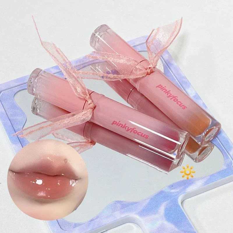 Ice pink moisturizing jelly glass lip color glossy transparent mirror lip color long-lasting moisturizing and bright lip color W241101