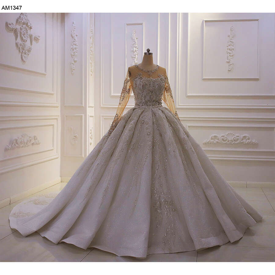 Long Sleeve Sequin 2 In 1 Wedding Dress