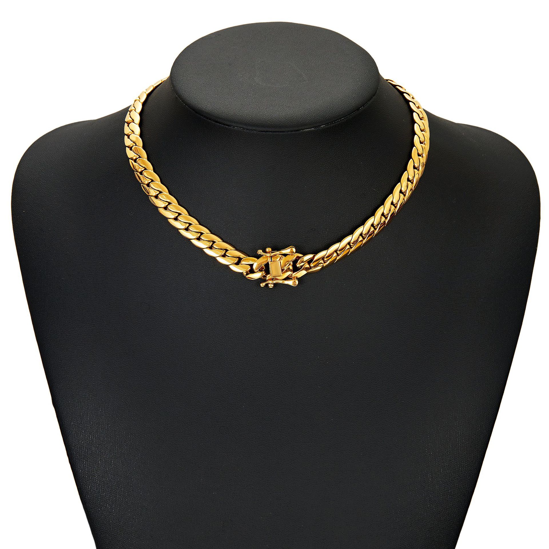 Snake Stainless Steel Miami Cuban Chain Necklace Bracelets Simple Clasp Jewelry