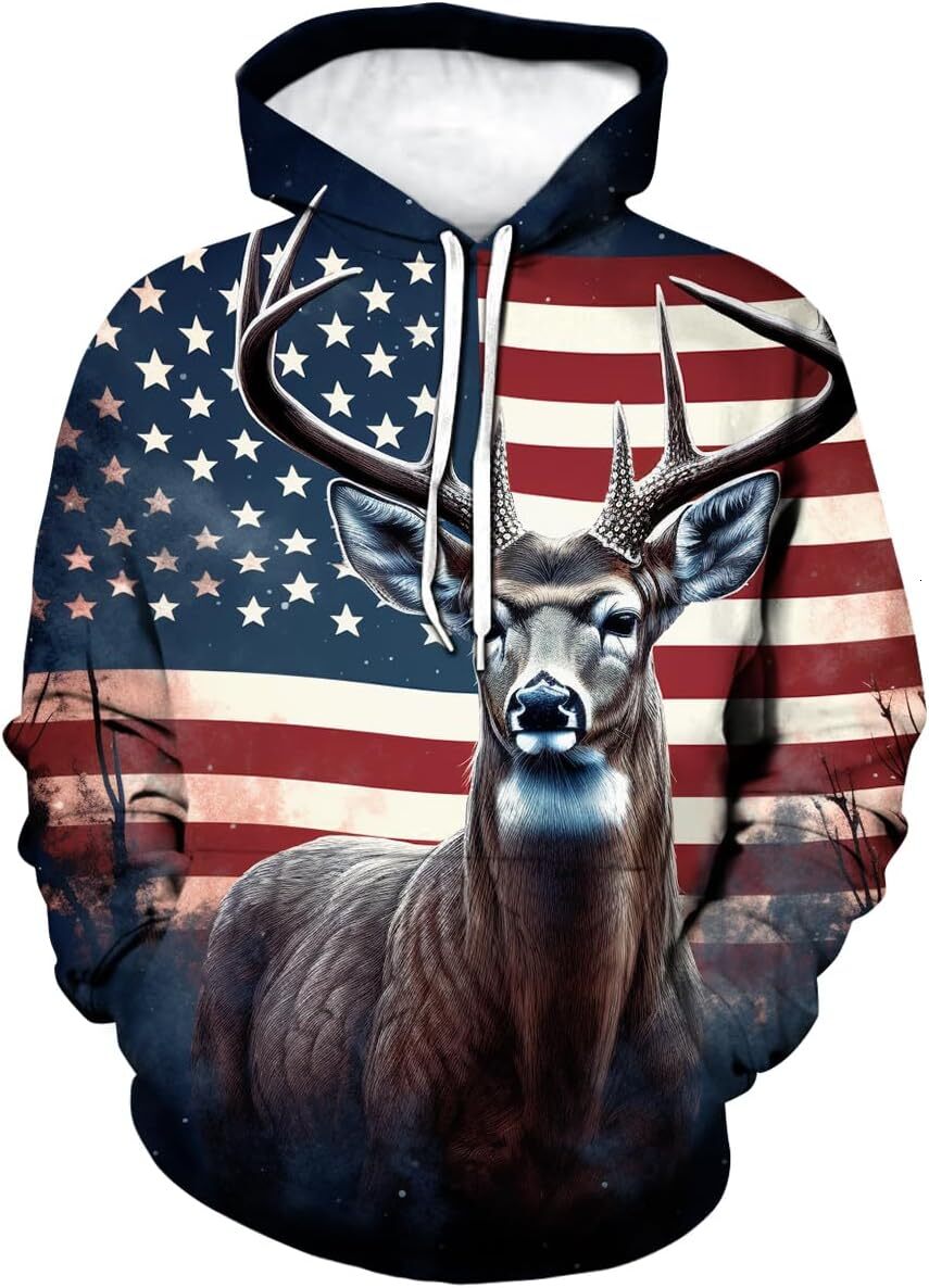 Hoodie for Mens Womens Mens Deer Hunting Hoodie Novelty Print Casual Hooded Beautiful deer Sweatshirt Graphic Hoodies sweatshirt Pullover Long Sleeve