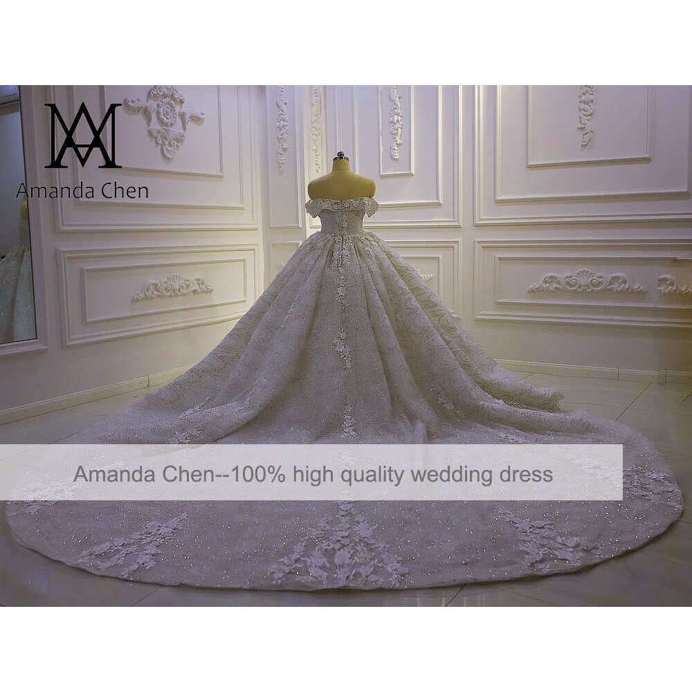 Off Shoulder Lace 3D wers Wedding Dress