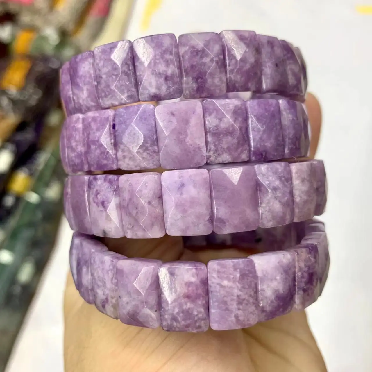 2023 new 2025 Purple Lepidolite Gemstone Jewelry Bracelet Natural Gemstone Bangle for Women for Gift Wholesale