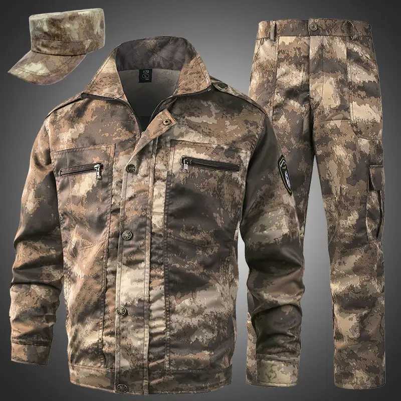 Mens camouflage clothing spring autumn 2022 automatic repair dustproof labor protection single top full set mens cargo jacket W241102
