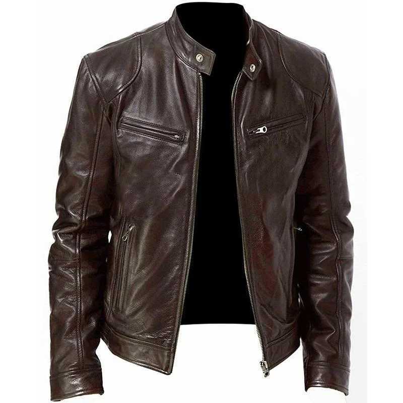 2024 mens leather jacket motorcycle long slip jacket retro jacket mens jacket PU leather 8 colors W241102