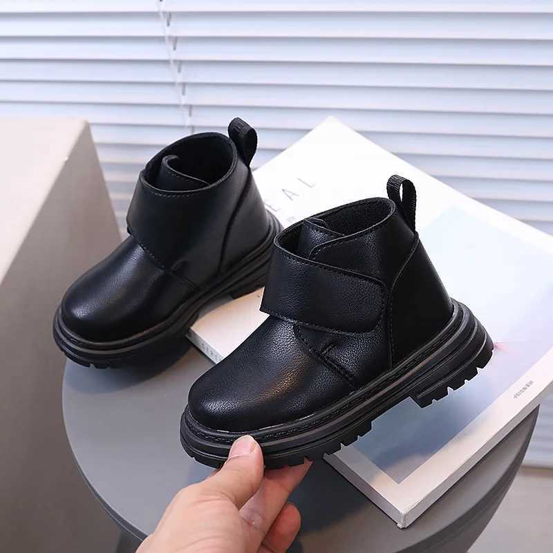 Autumn New Childrens Leather Boots Solid Color Casual Girls Boots Thick Bottom Anti slip Boys Short Boots Fashion Childrens Shoes M241102
