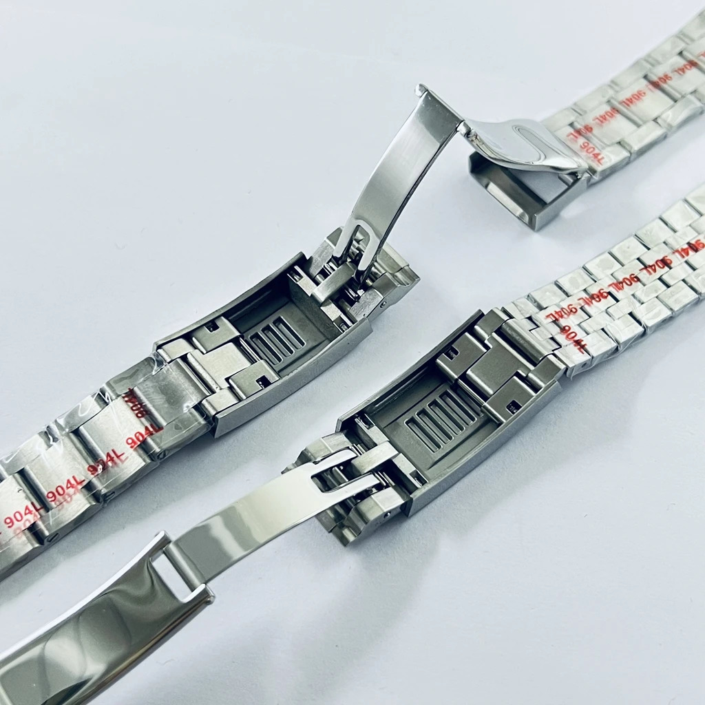 20mm Width 904L Solid Stainless Steel Watch Band Brushed Polished Oyster Jubilee Bracelet Folding Buckle Glide Lock Clasp 240311