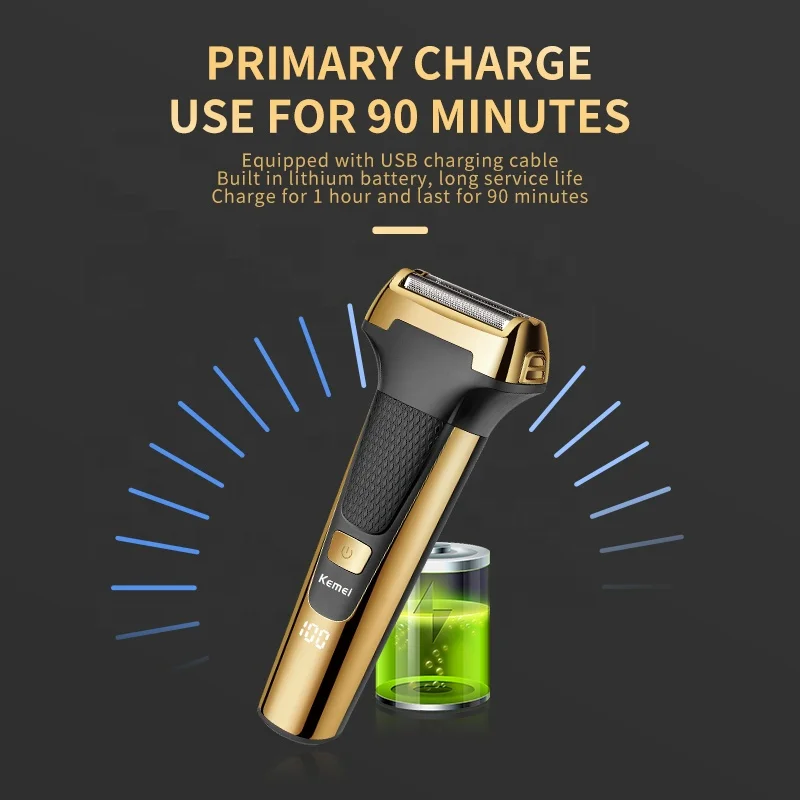 2025 Kemei Multifunctional Men Electric Foil Shaver Gold new Reciprocating Razor Nose Ear Trimmer 3 In 1 USB Hair Cutting hine Clipper