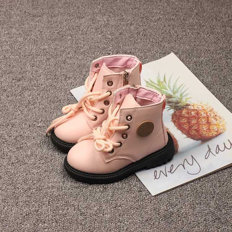 Childrens leather anti slip single boots new UK Sle childrens trendy boots boys and girls soft lace zipper ankle boots hot M241102