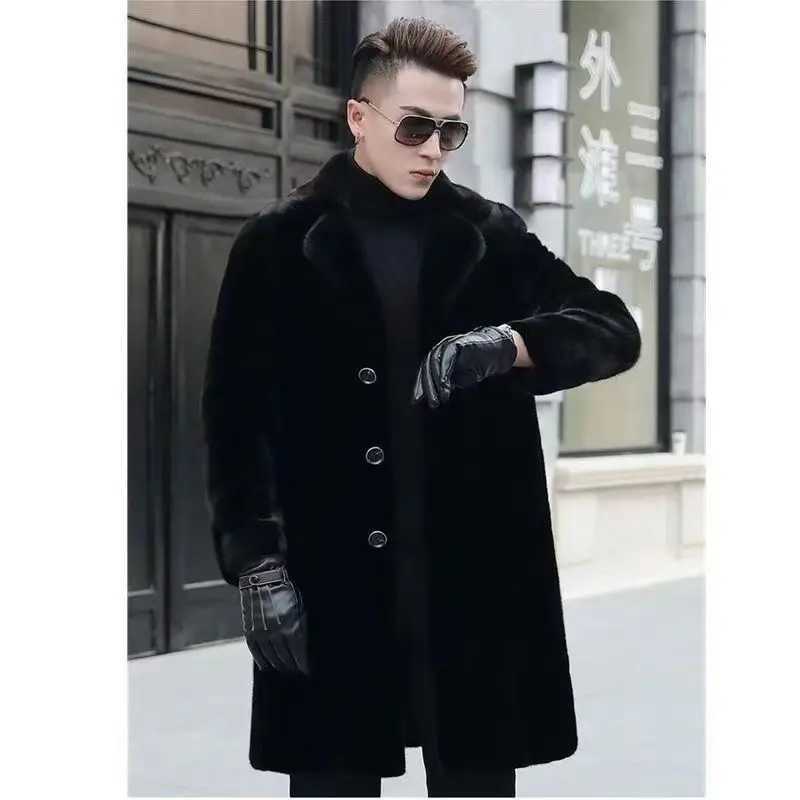 Winter Coat Mens Thickened Mink Coat Suit Collar Mink New Faux FurXJ241102