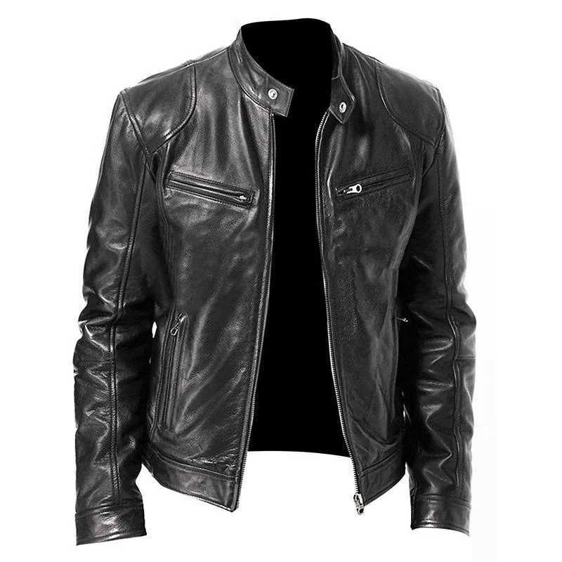 2024 mens leather jacket motorcycle long slip jacket retro jacket mens jacket PU leather 8 colors W241102