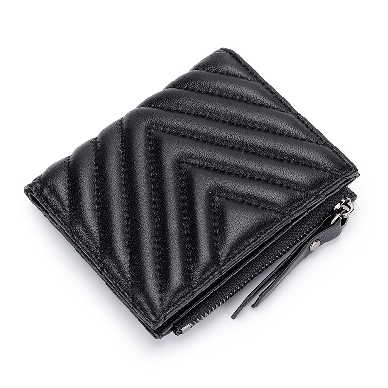 Leather Short Wallets Women's Sheepskin Ultra-thin Wallet Vertical Multi Clip Small Women Coins Purse Slimwallet Card Wallet