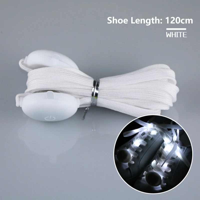 1Pair LED new Sport Shoe Laces 2025 Luminous Shoelaces Glow Shoe Strings Round Flash Light Shoelaces Batteries Sneakers Flat Shoelaces