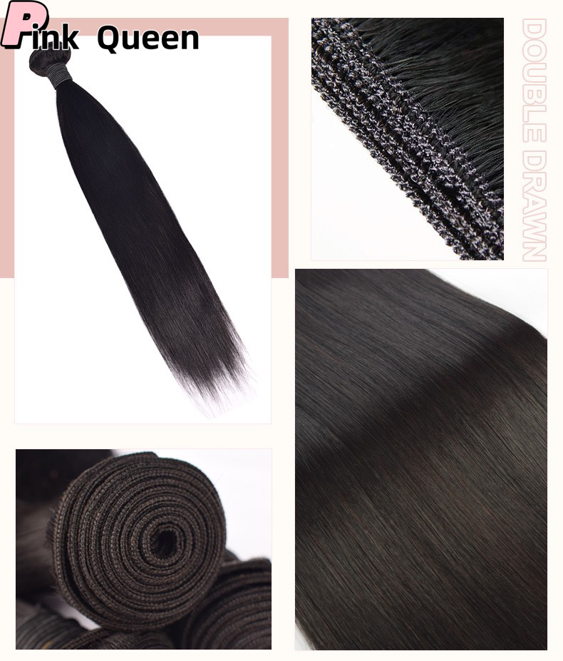 Black all human hair curtain Europe America and Africa long straight black hair smooth without knots can perm and dye hair 10-38 inch
