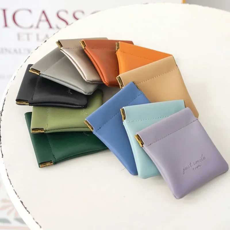 New Mini Delie Coin Purse Solid Color Simple Portable Key Organizer PU Leather Soft Side Magnetic Buckle Lipstick Hand BagXJ241111