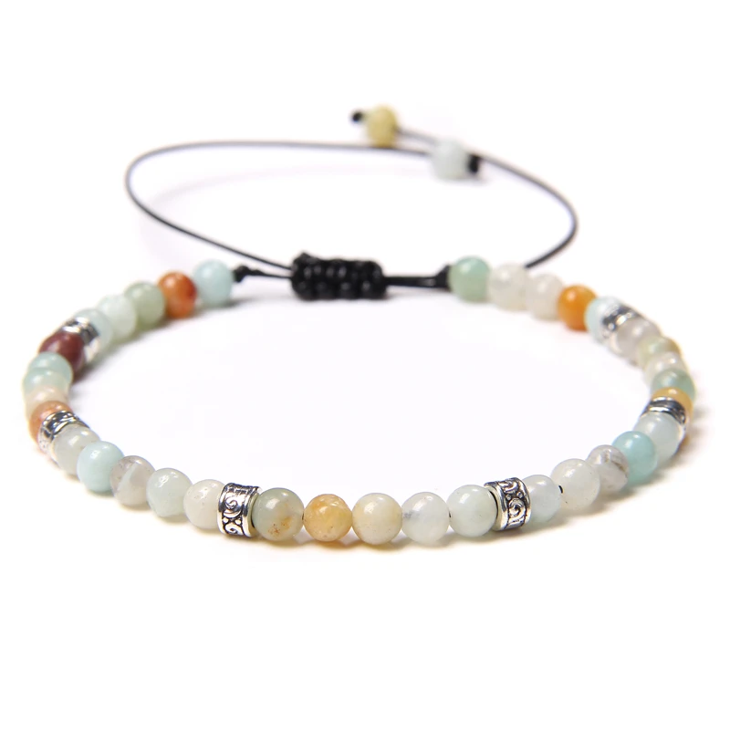Adjustable 4mm Stone Beads Bracelet Sodalite Chalcedony Woven Bangle Handmade Braided Bracelets For 2025 Women Men new Reiki Jewelry
