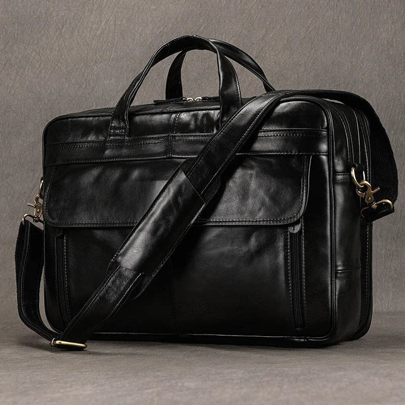 Genuine Leather Briefcase For Man Large Capacity Computer Bag Cow Messenger Handbag Male Black Business Bags 241029