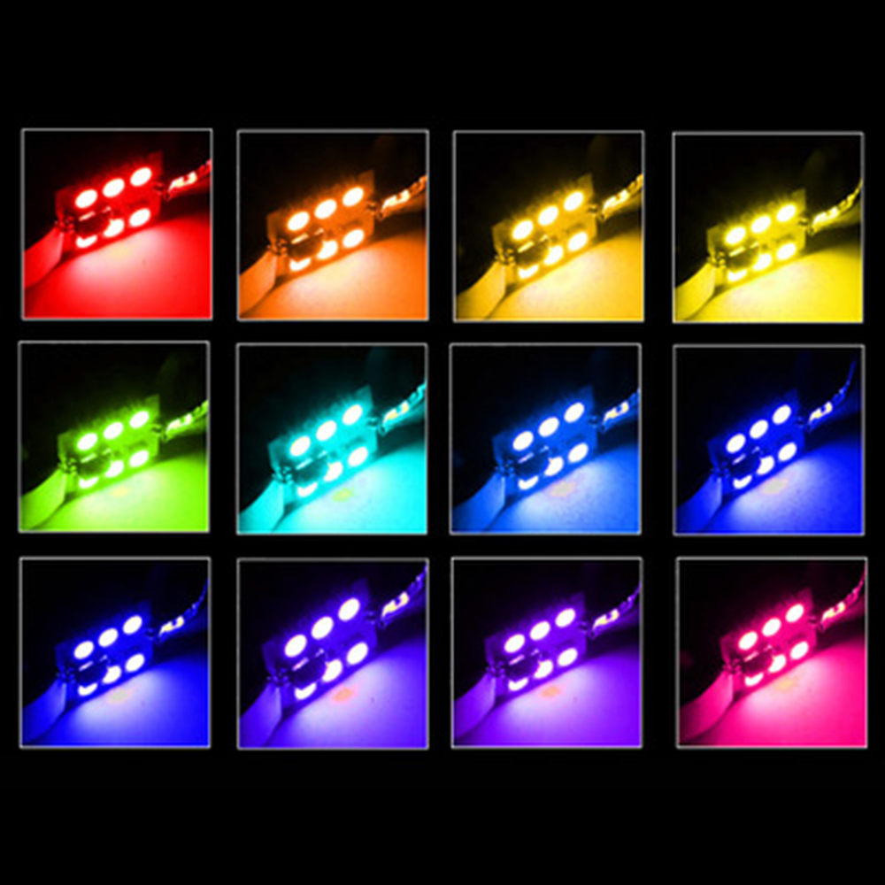 2pcs Car Interior RGBW LED Dome Reading Light RGB 41MM C5W Remote 16Colors Light Bulbs Map Dome Lamp 12V Car Lights Accessories