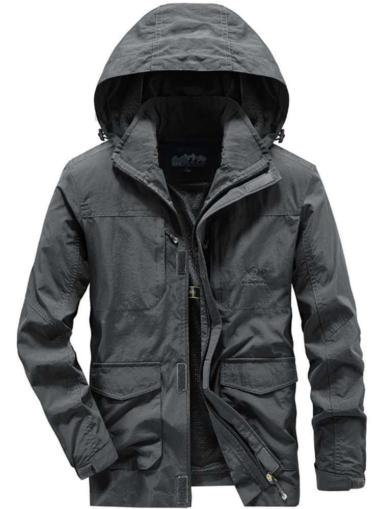 Mens lightweight casual soft shell windproof jacket hooded mens spring and autumn sportswear campus jacket W241102