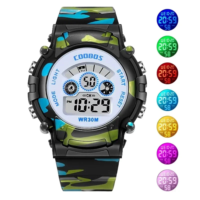 Camouflage Kids Watches Waterproof Children's Digital Watch Luminous 2025 new Sport for Boys Girls LED Alarm Wristwatch Clock
