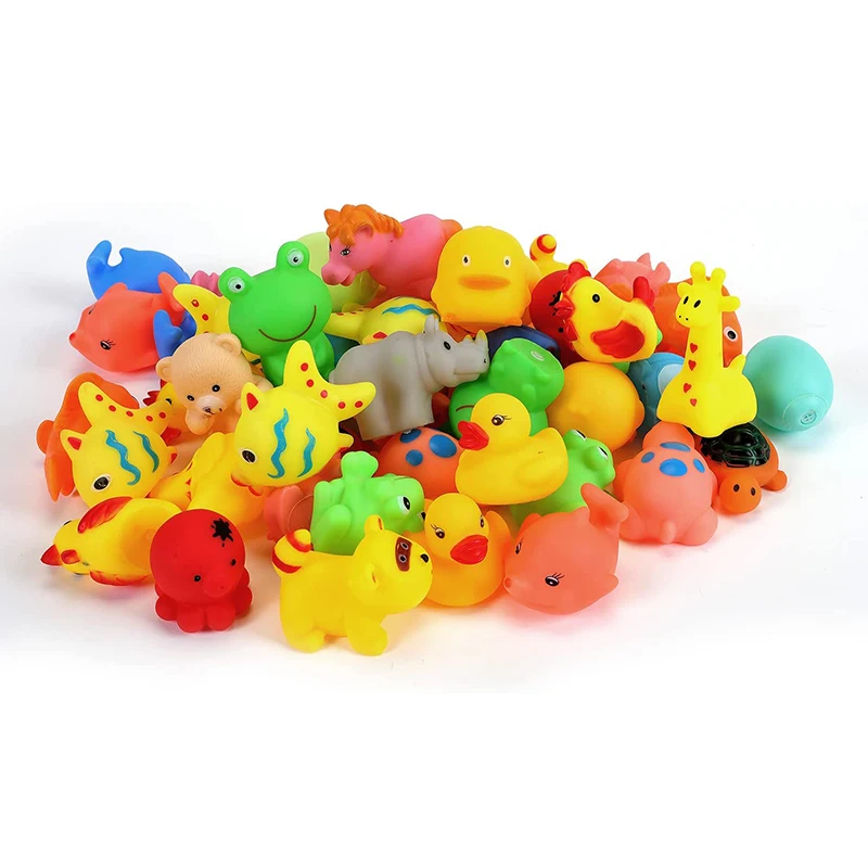 13 2025 Pcs Cute Animals Swimming Water Toys Colorful Soft Rubber Float Squeeze Sound Squeaky Bathing Toy new For Baby Bath Toys GYH