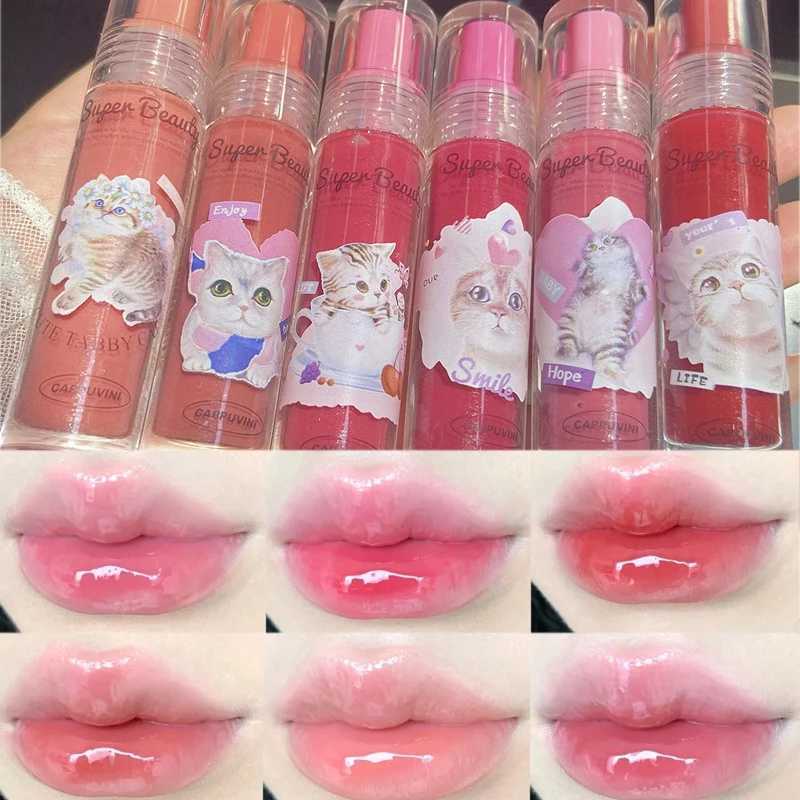 Cute Cat Mirror Liquid lipstick Waterproof Moisturizing Jelly lipstick Glossy Lasting Lip Free lipstick Cosmetics W241101