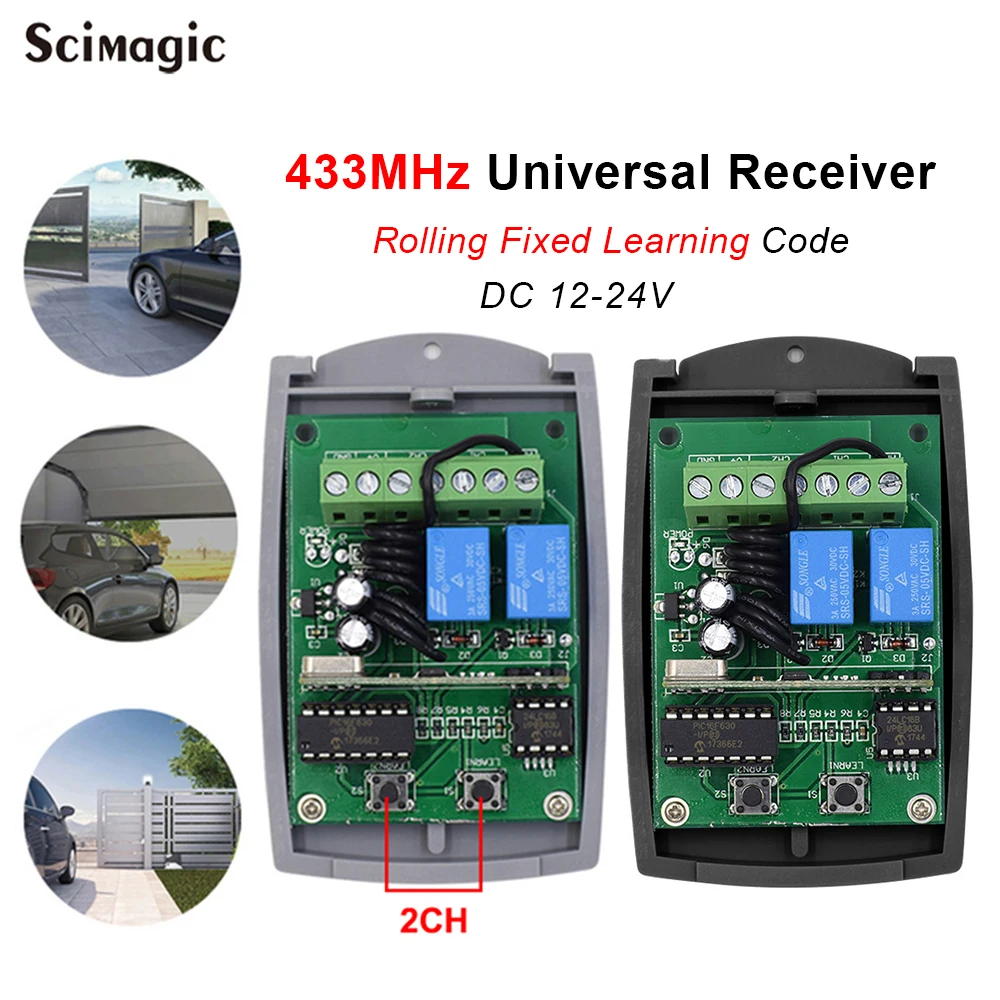 2CH 2025 Universal Garage Door new Receiver Gate Opener Fixed Rolling Code DEA DOORHAN AT-4 DITEC Remote Control 433mhz