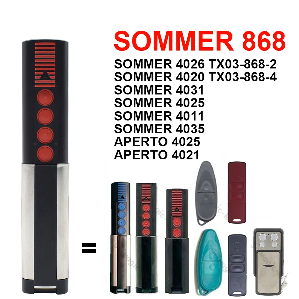 SOMMER APERTO 4025V000 Garage Remote new 2025 Control Rolling code 868.8 Mhz SOMMER 4020 TX03 868 4 Hand Transmitter