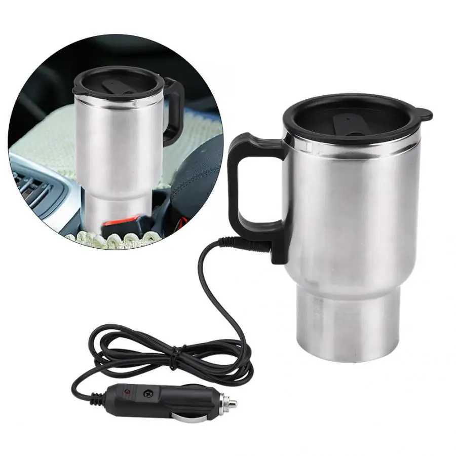 60W 12V 450ml electric kettle stainless steel car heating cup coffee tea car cup g travel water coffee milk hot g Y241102