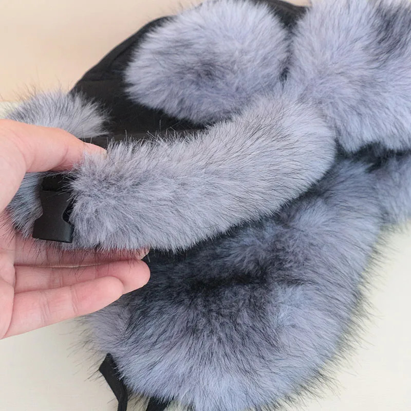 Winter Ear Hood Mens Ushanka Russian Cavalry Pilot Hat Warm Autumn Artificial Fox Fur Bomber Hat Black 241031