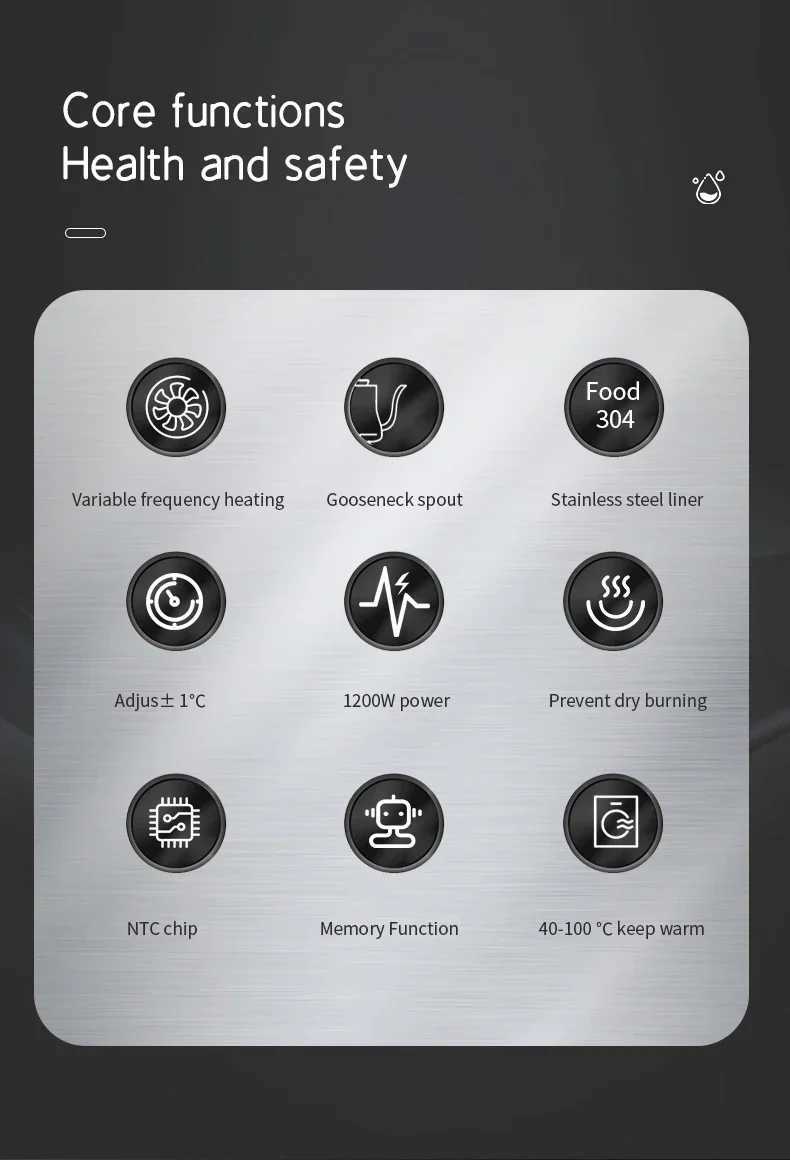 New Electric Kettl Small Portable Travel Kettl Coffee Gooseneck Electric Kettle Stainless Steel Y241102