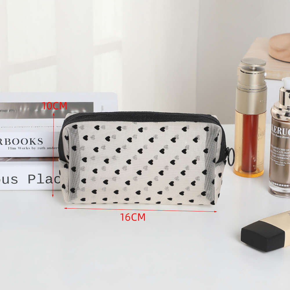 new heartshaped mesh with multiple styles of lipstick touch up card bag portable makeup bag