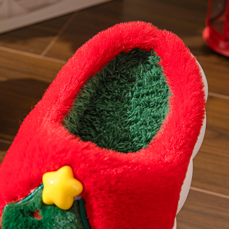 Men's and Women's Autumn Winter Christmas Tree Pattern Home Slippers
